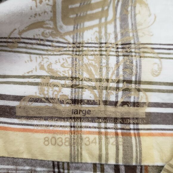 Machine Mens Shirt Large Pearl Snap Plaid Graphic Pockets Long Sleeve Western - Picture 9 of 10